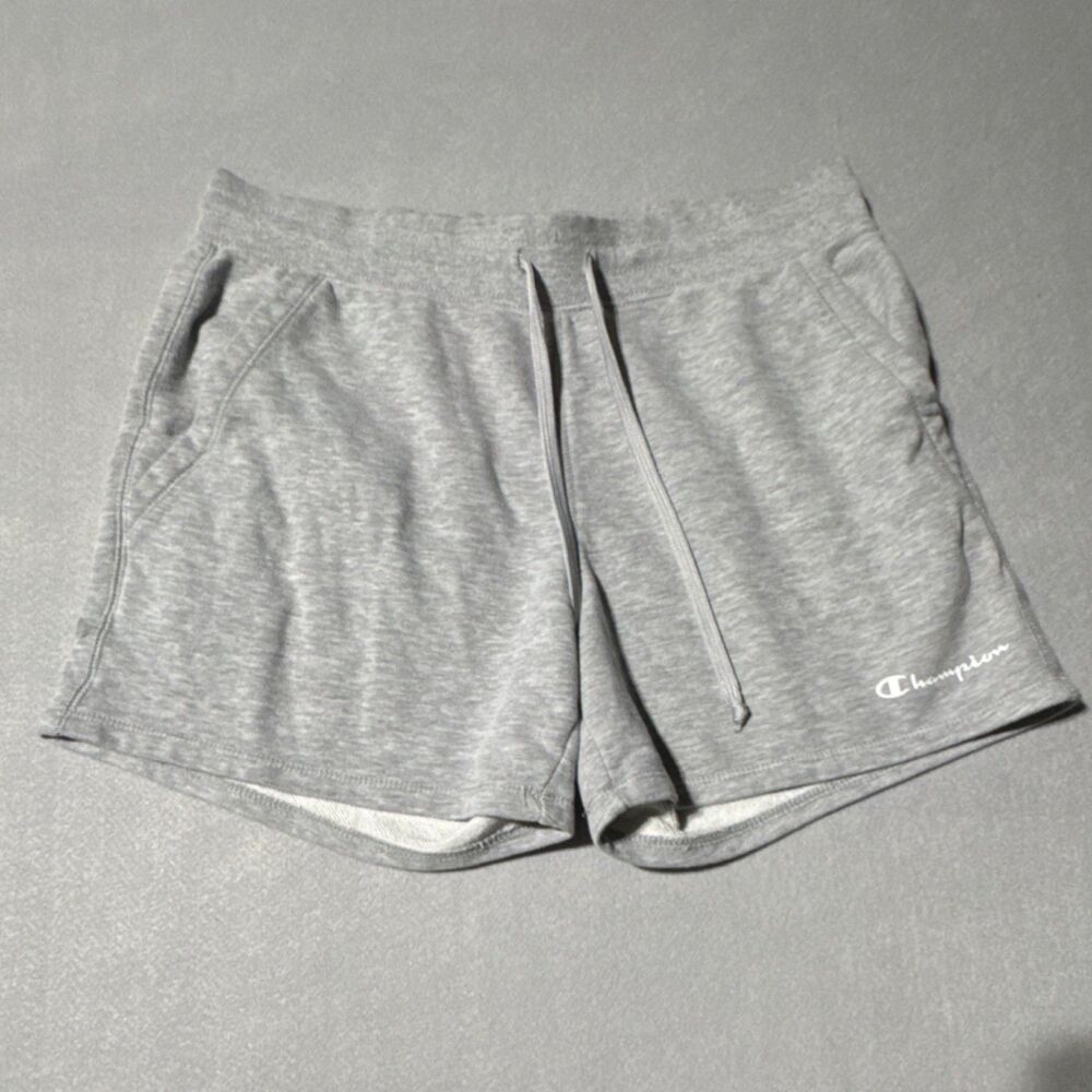 Champion Women's Gray Sweat Shorts M Elastic Waist Drawstring Pockets